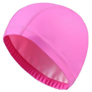 New 2019 Elastic Waterproof PU Fabric Protect Ears Long Hair Sports Swim Pool Hat Swimming Cap Free size for Men & Women Adults